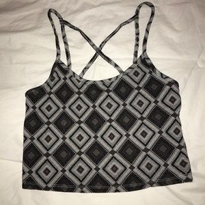 Patterned Crisscross Crop Top
